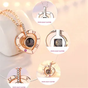 Creative couple romantic projection necklace, I love you necklaces for lover and girlfriend, jewelry, 100 languages, 2022 6 Main sales necklace of friendship - №3