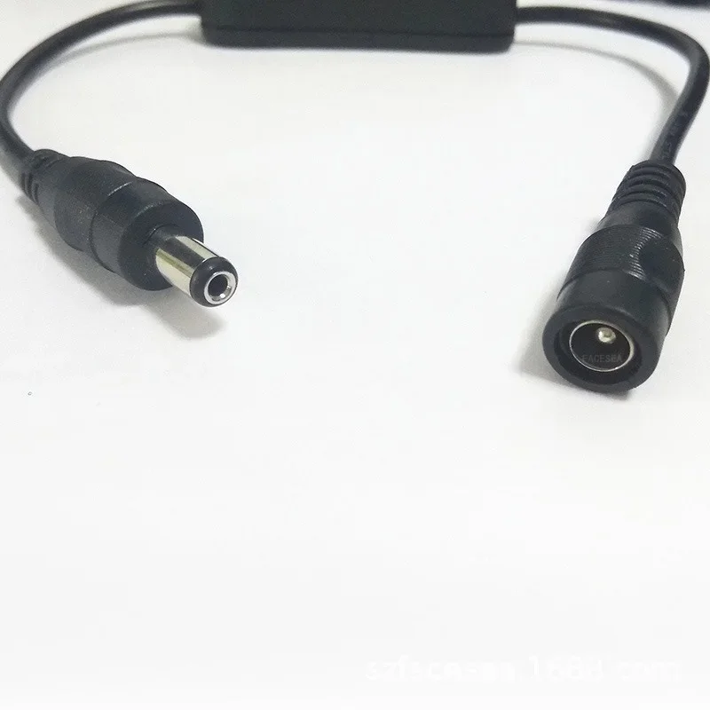 Interruptor de alimentación de CC, conector de alimentación de CC de 5,5X2,1mm, adaptador macho a hembra, DC5-24V negro