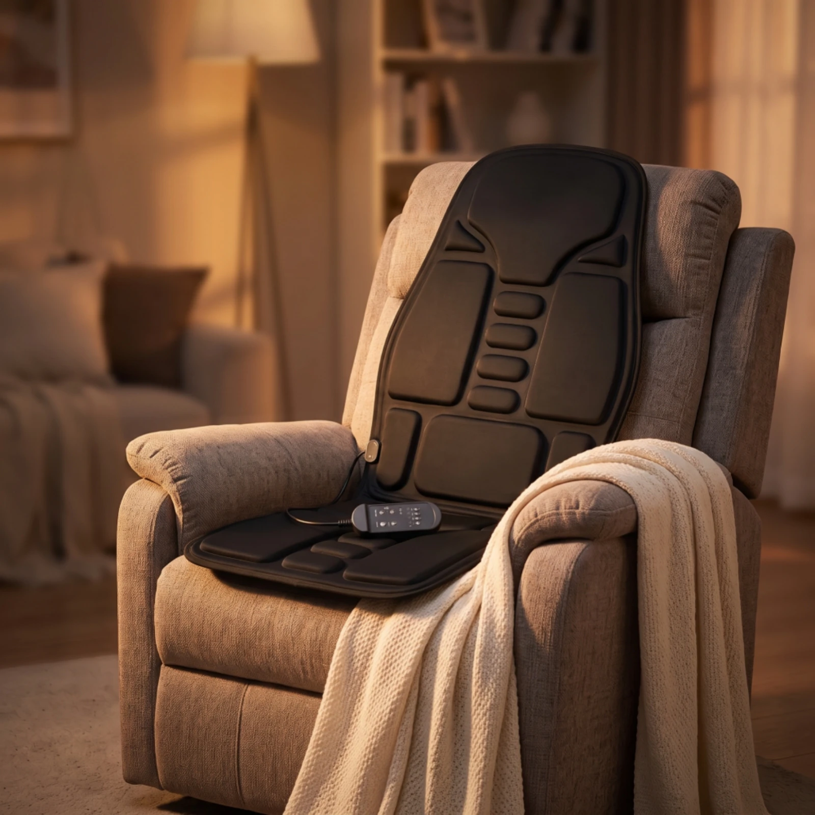 Massage Seat Cushion with Heat Ergonomic Massage Chair Pad Portable Non-Slip for Drivers, Home Recliner