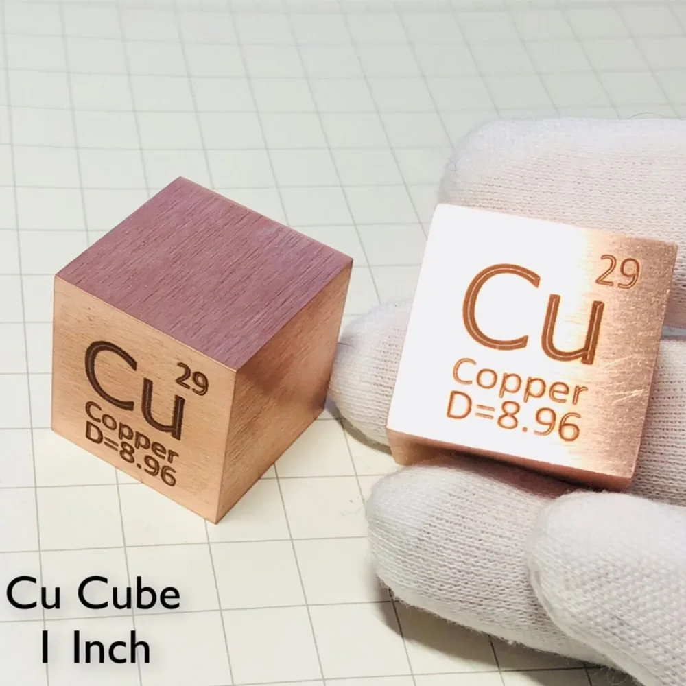 

Copper Metal 1 Inch 25.4mm / 0.4 Inch 10mm Density Cube 99.95% Pure for Element Collection