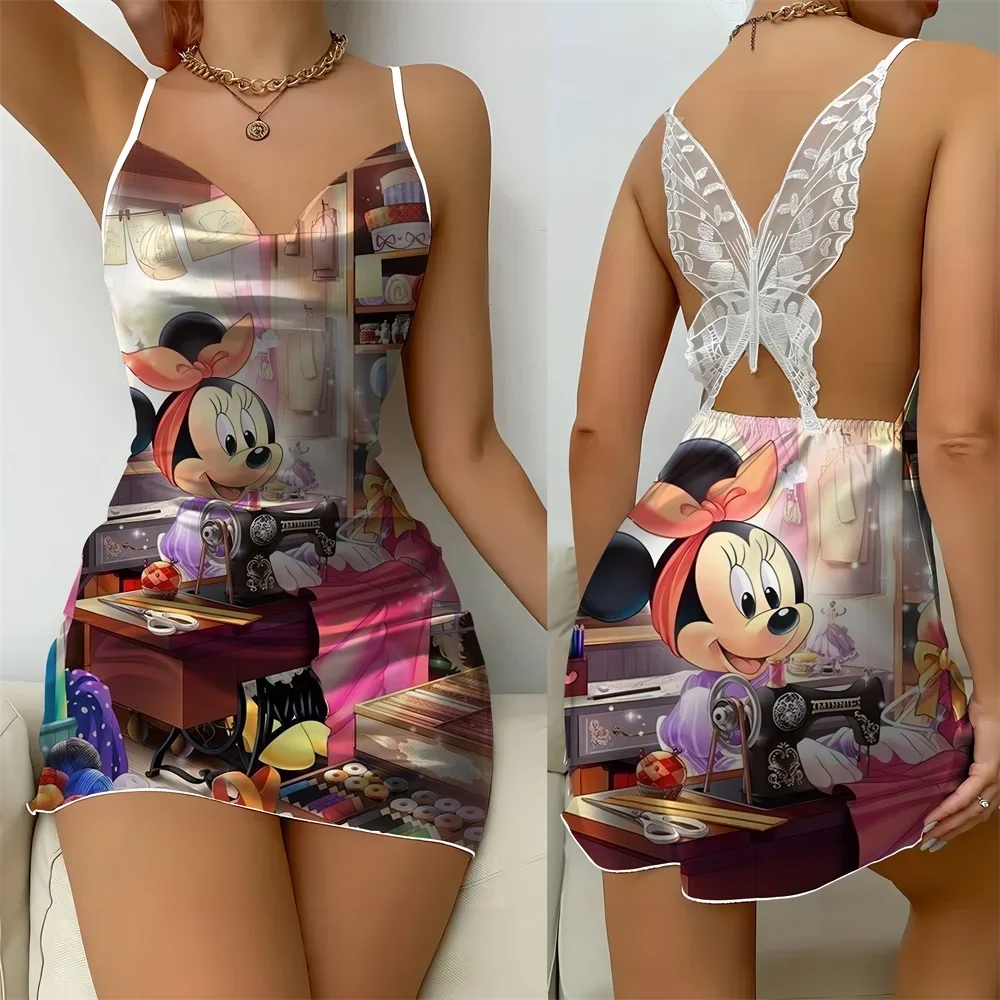 2024 Summer Women's Nightwear Free Shipping Fashion Sleeveless Female Pajama with Cartoon Pattern Sexy Sleeping Dress for Women