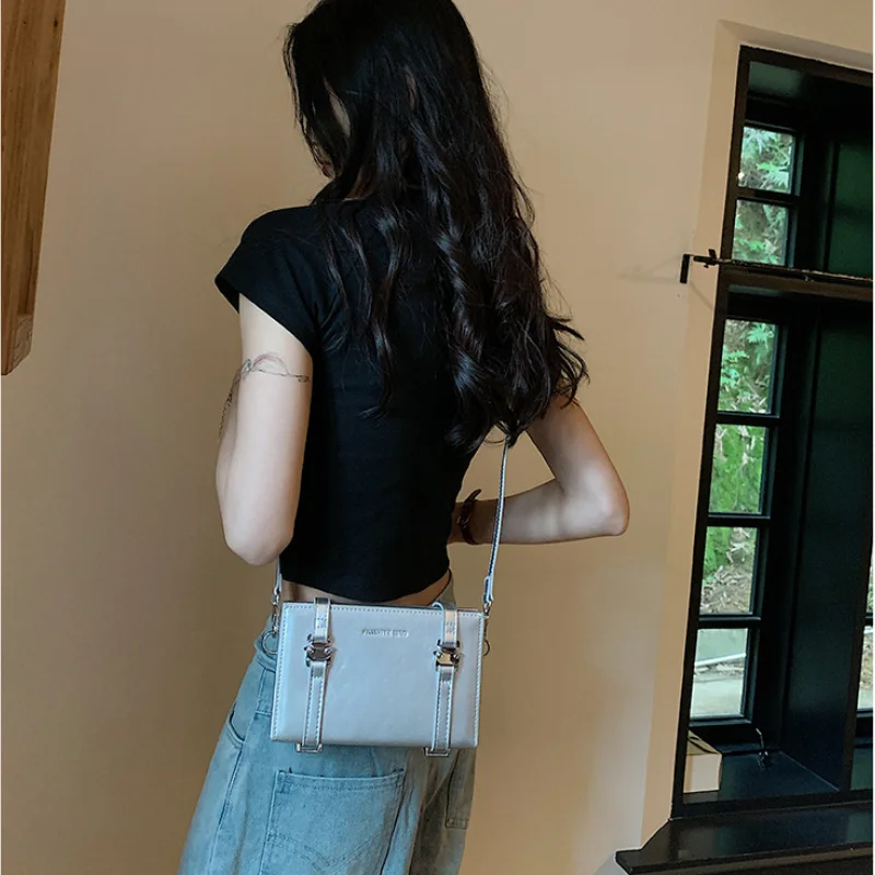 Bolso de hombro Vintage para mujer, Mini bolso cuadrado de estilo francés, bolso cruzado con textura de cuero PU, diseño a la moda