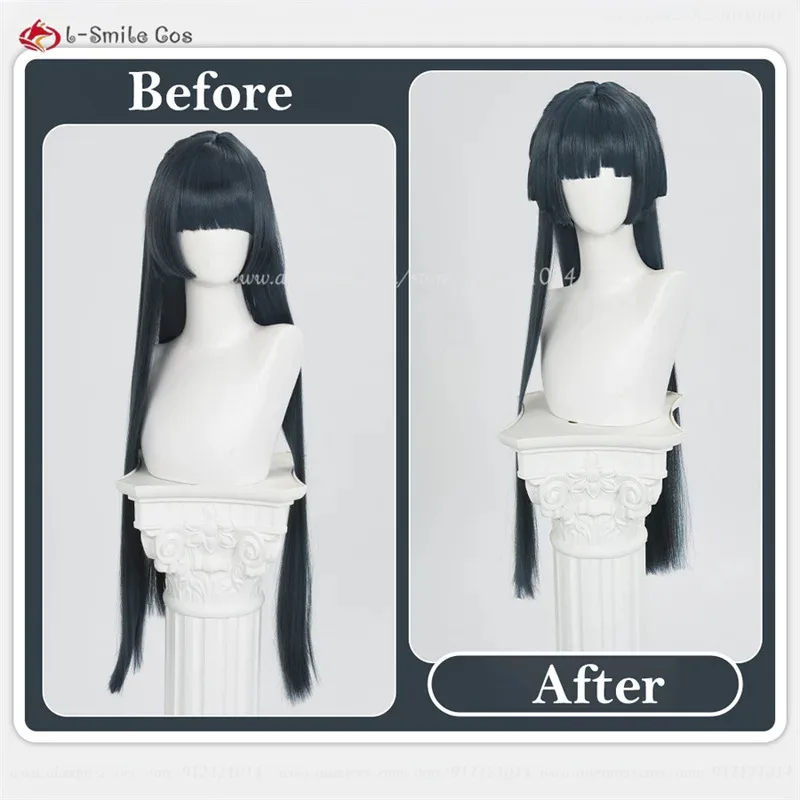 zz04zz12ZZZ Astra Yao 85cm 긴 회색 녹색 스트레이트 가발 내열성 합성 머리 애니메이션 의상 여성용 + 가발 모자