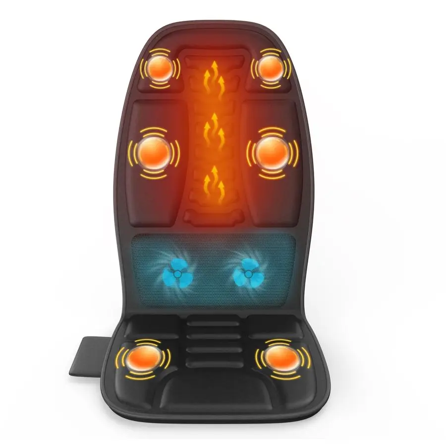 

Chair Pad, 6 Vibration Nodes Back Massager with Heat for Ease Full Back Muscle Portable Chair Massager with 2 Adapters for Offic