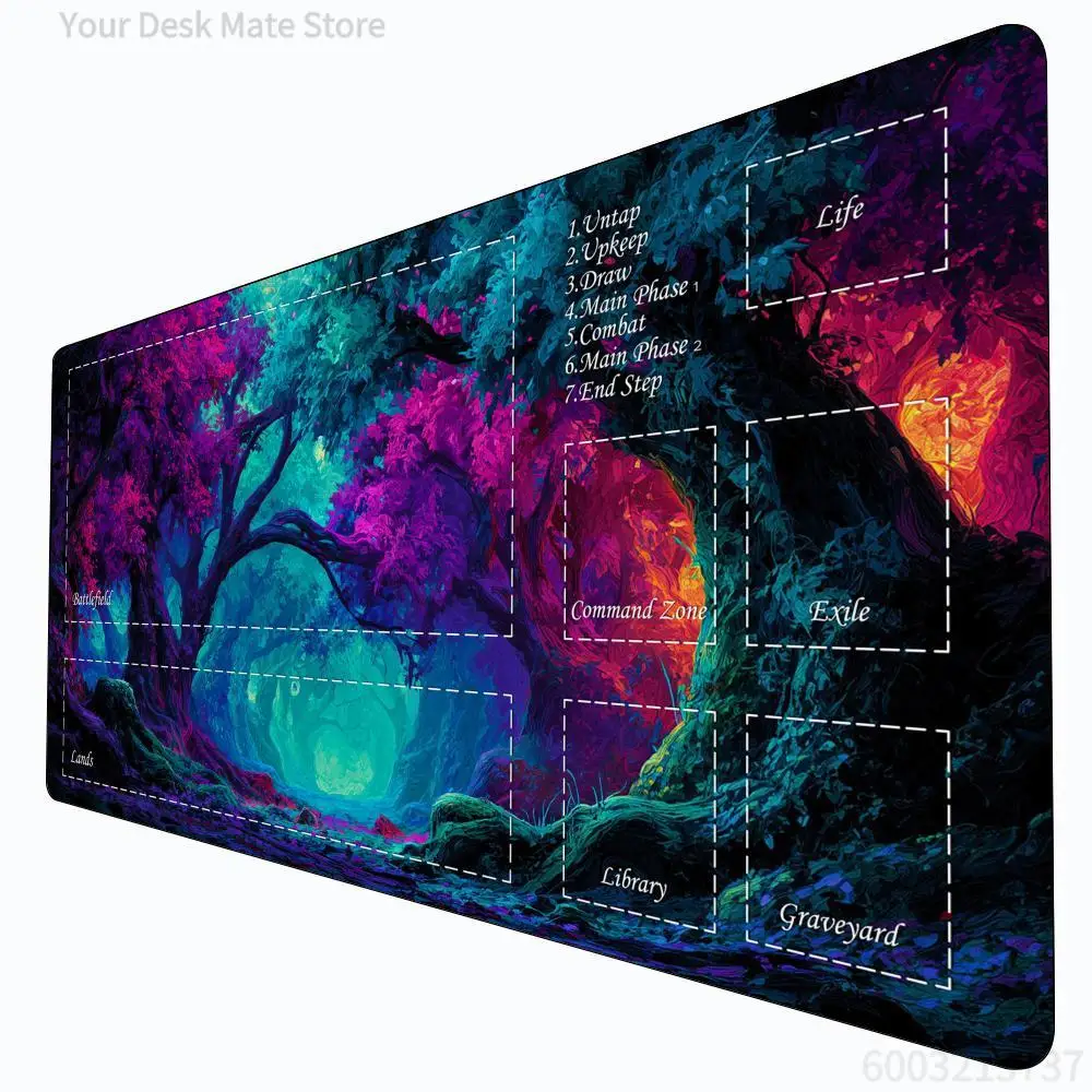 

Neon Fantasy Forest MTG Playmat Magic Card Battle Mat Non-Slip Durable 35X60CM Commander playmat Board Game Mat for TCG