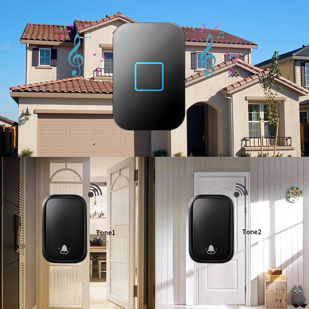 CACAZI chytrý bezdrátový self-powered doorbell vodotěsný ne baterie nutná knoflík 150M vzdálený nám EU británii AU kolíček prsten zvon