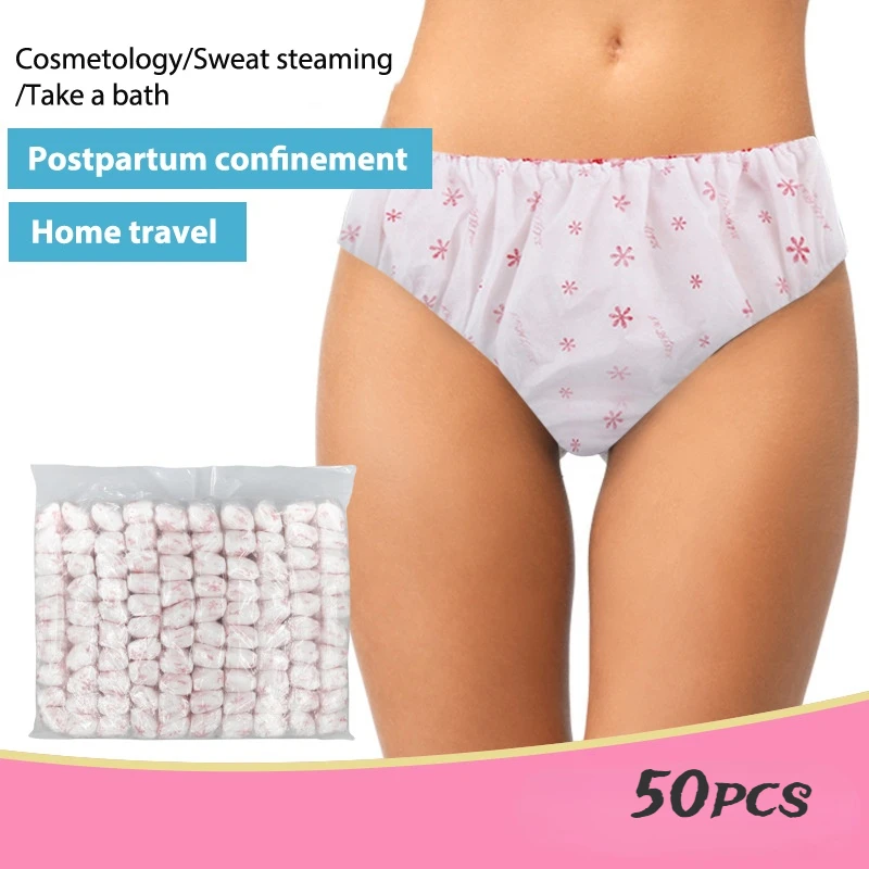 Imagem -02 - Roupa Interior de Algodão Descartável Feminino Viajando Pós-parto Pantiesnon-tecida Cuecas Partes Íntimas 50 Peças