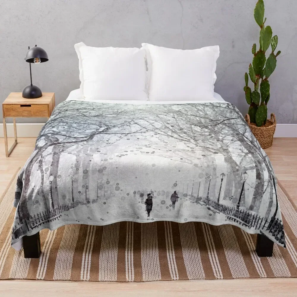 

Snow in the City Throw Blanket Picnic Beach For Sofa Thin Cute Blankets