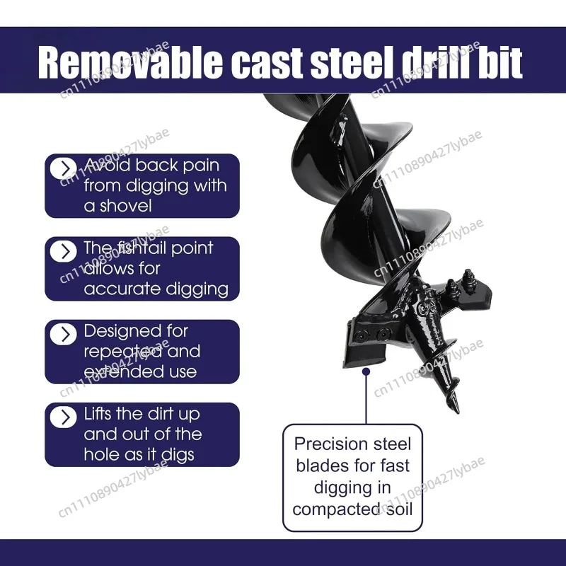 Earth Auger Garden Drill with Safety Bolt & Adapter, 800mm Earth Drill for Pile Well Drill, Excavation Work, Garden Spiral Drill