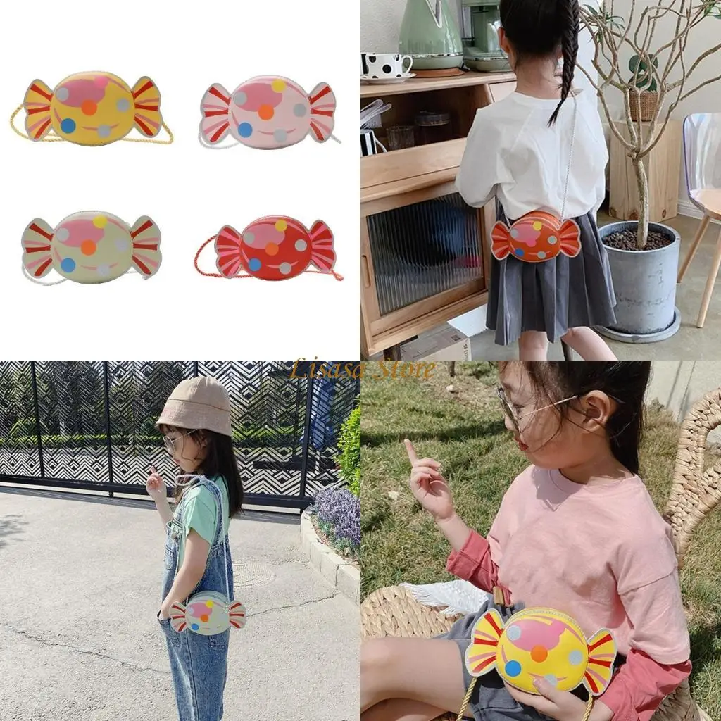 

M6CC Stylish Yellow Candy Shaped Purse for Girls Mini Crossbody Bag for PU Shoulder Bags Fun and Fashion Satchel Purse