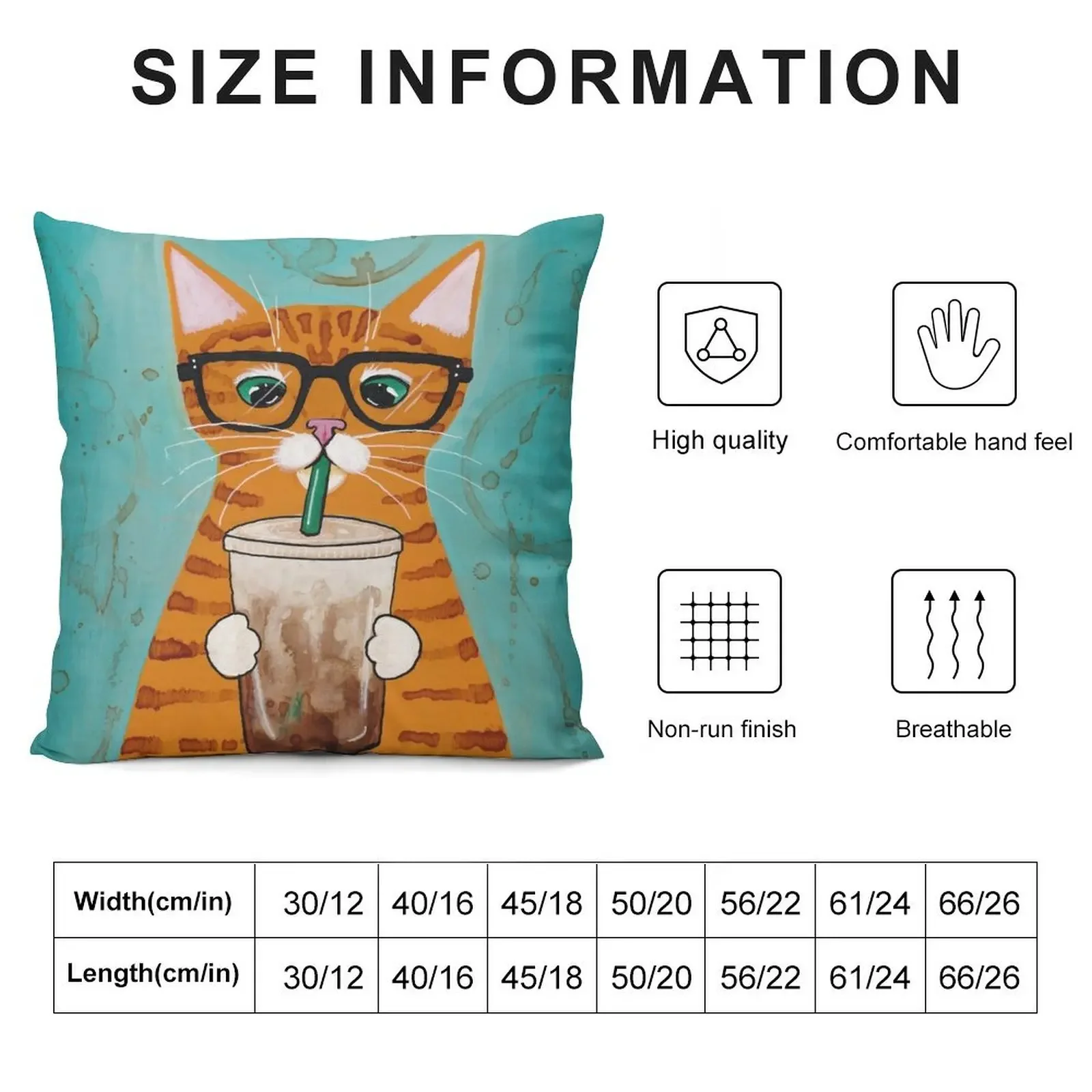 Iced Coffee Cat Throw Pillow bed pillows Christmas Pillow Ornamental Pillow Sofa Covers