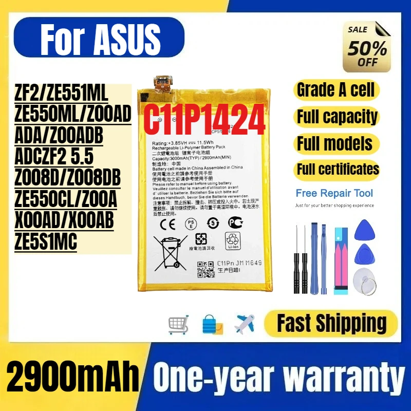 

C11P1424 for ASUS ZF2/ZE551ML/ZE550ML/Z00AD/ADA/Z00ADB/ ADCZF2 5.5/Z008D/Z008DB/ZE550CL/Z00A/X00AD/X00AB/ZE5S1MC Phone Battery