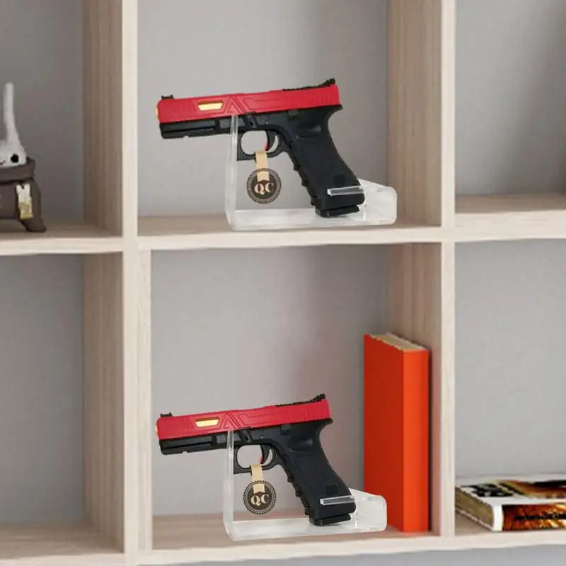 2pcs Pistols Display Stand Unique Design General Guns Holder Adjustable Clear Acrylic Short Guns Model Showing Rack