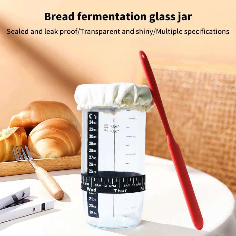 Sourdough Fermentation Jar 730ml Sourdough Starter Container Clear Glass Jar Sourdough Baking Supplies Wide Mouth with Lid