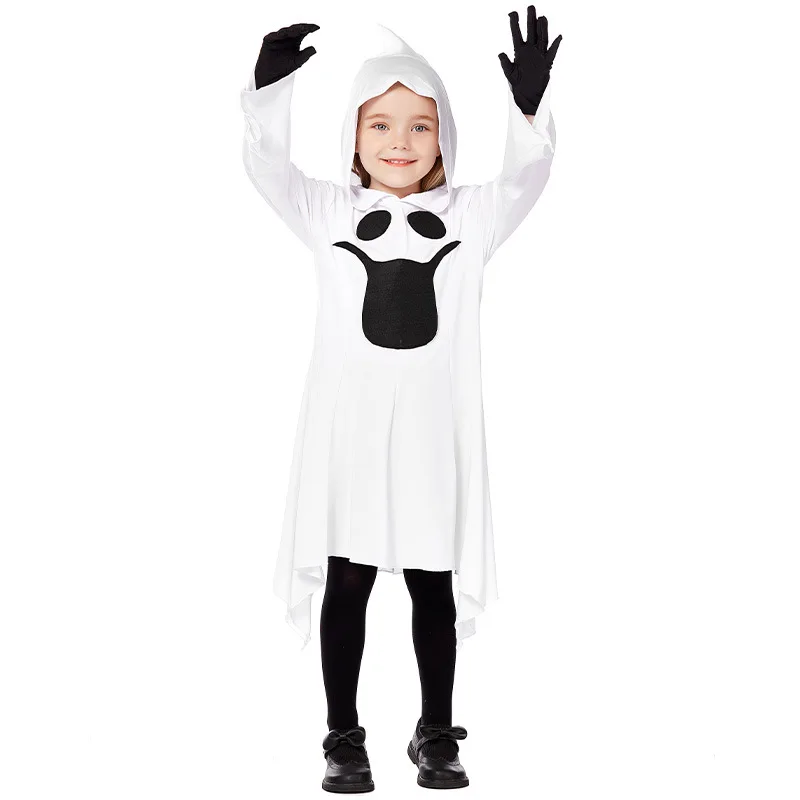 Petit Costume Fantôme d'Halloween pour Enfants, Robe Imprimée Mignonne, Costumes de Scène SвAmusants, Vêtements de Performance pour Bol