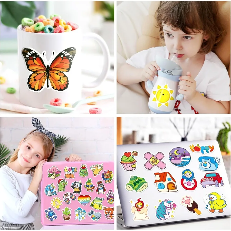 Paquete de 300 pegatinas de vinilo impermeables VSCO coloridas con diversos tamaños, paquete de 50850 Uds para adolescentes y niñas, Ideal para ordenador portátil Water Bo