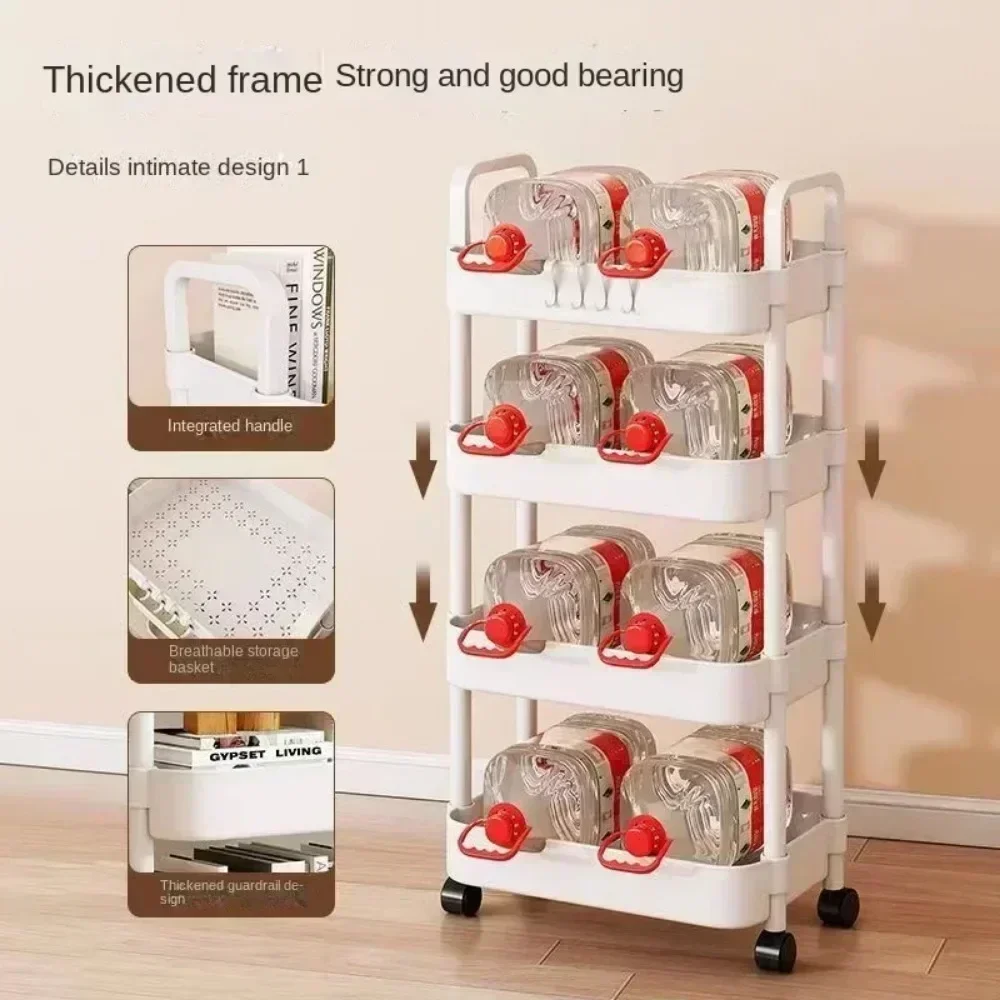 2025NEW Storage Rack Multi layer Push Frame Kitchen Floor Bedroom Baby Snacks Mobile Bathroom Storage Rack