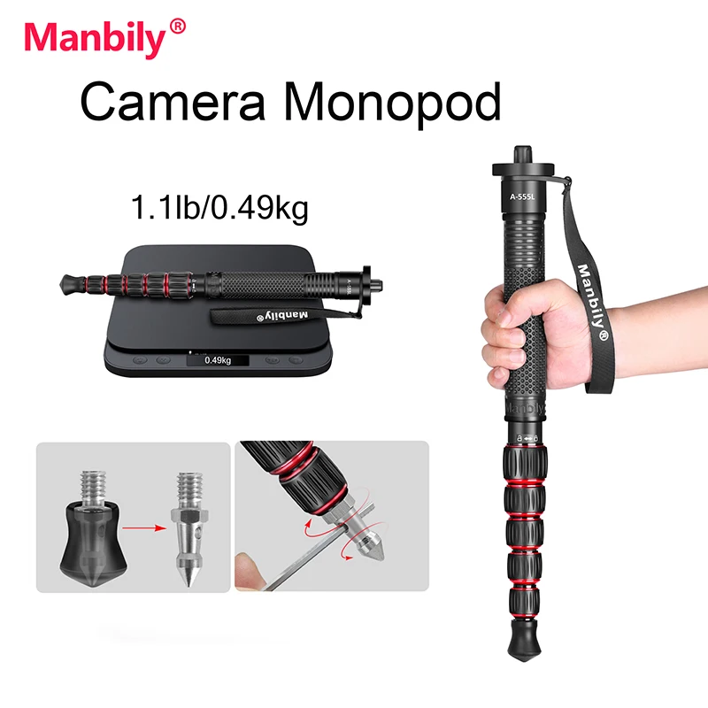 

Manbily Aluminum Lightweight Travel Camera Monopod Portable Outdoor walking Stick Max.Load 7kg/15.43 lbs for Nikon DSLR