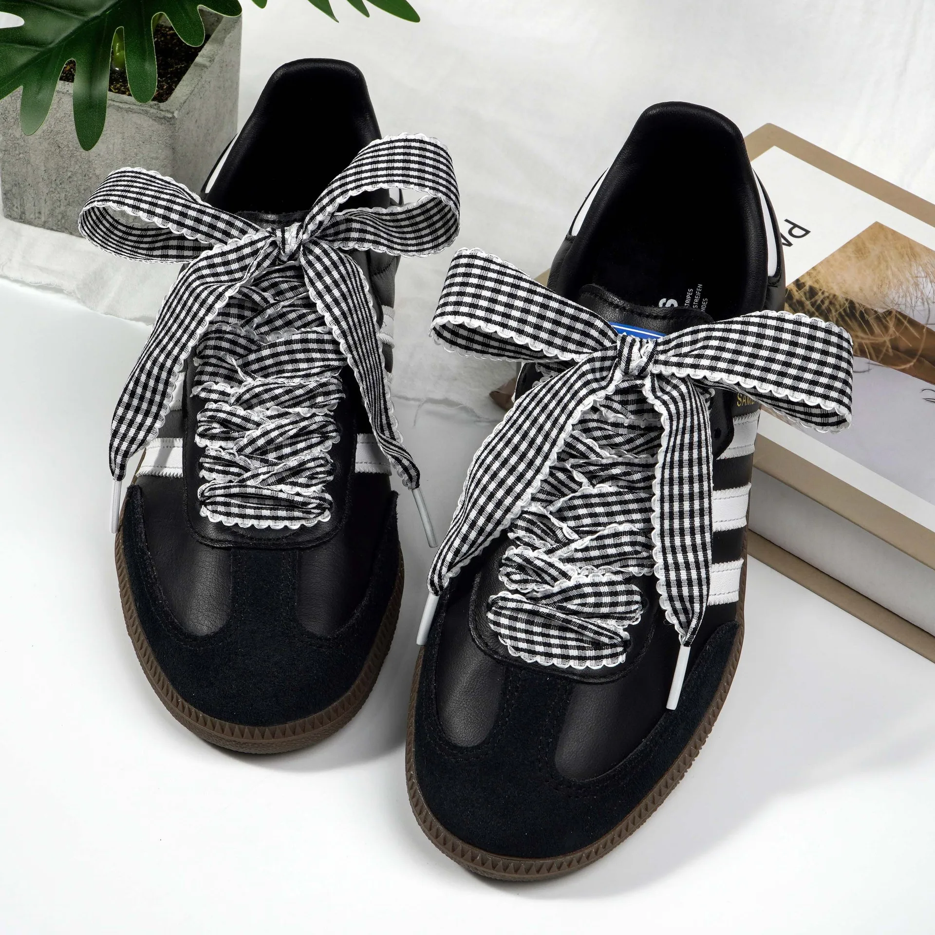 Trendige 2,5 cm breite Schnürsenkel im britischen Gitter-Stil für DIY-Schönheits- und Trainingsschuhe, Freizeit- und Sportschuhe aus Leder – Detail 1