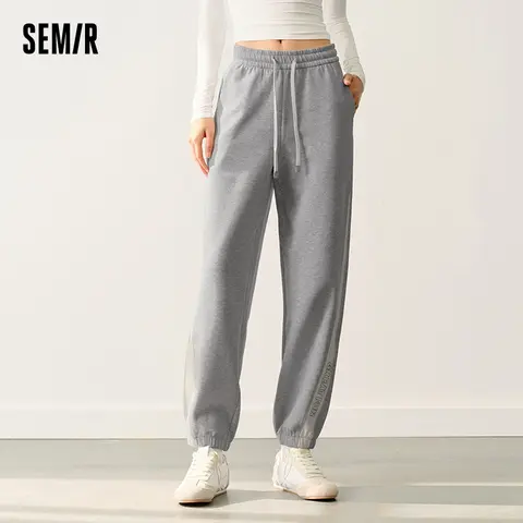 Semir Casual Broek Dames Letter Kleurblokken Joggingbroek Individuele Lente Niche Patchwork Lange Broek met Manchetten voor Dames Trendy