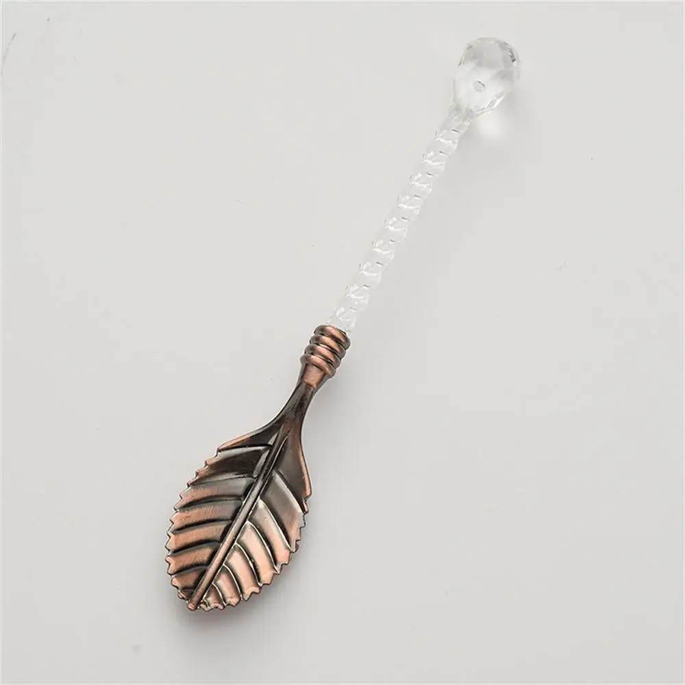 2/4/6PCS Cake Spoon Carved A Variety Of Shapes Acrylic Crystal Dessert Table Decoration Coffee Spoon Leaves Leaf Crystal Head