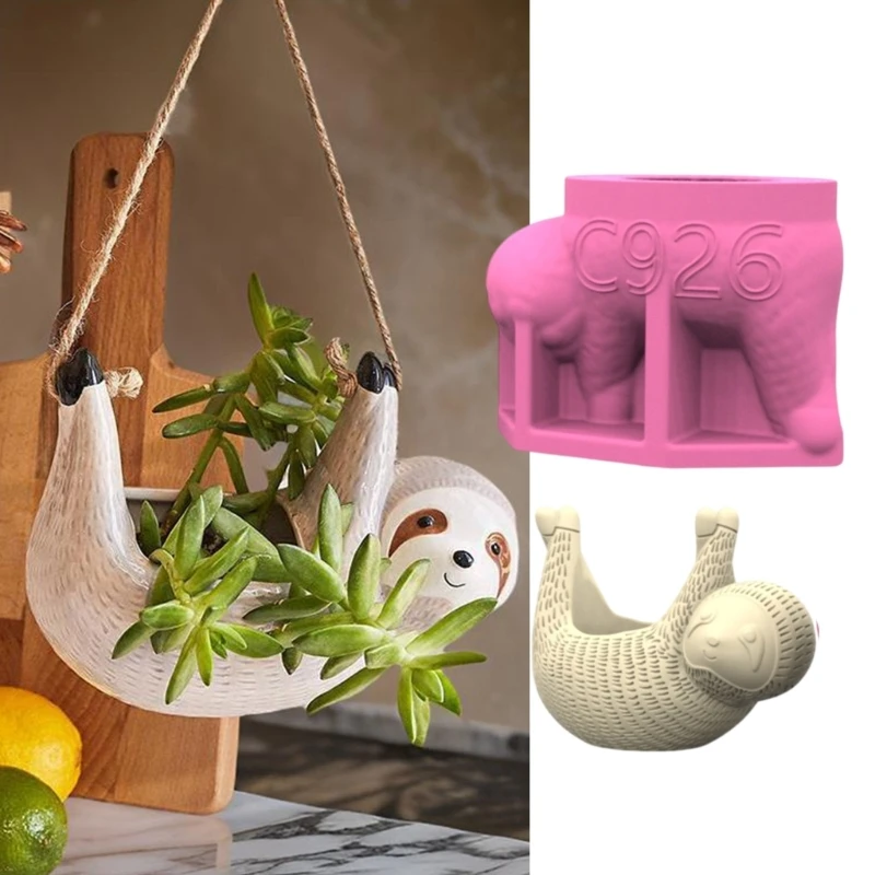 Cute Sloths Figurine Shape Silicone Molds DIY Casting Tool Succulent Plant Pot Making for Home Decoration Ornament Mold