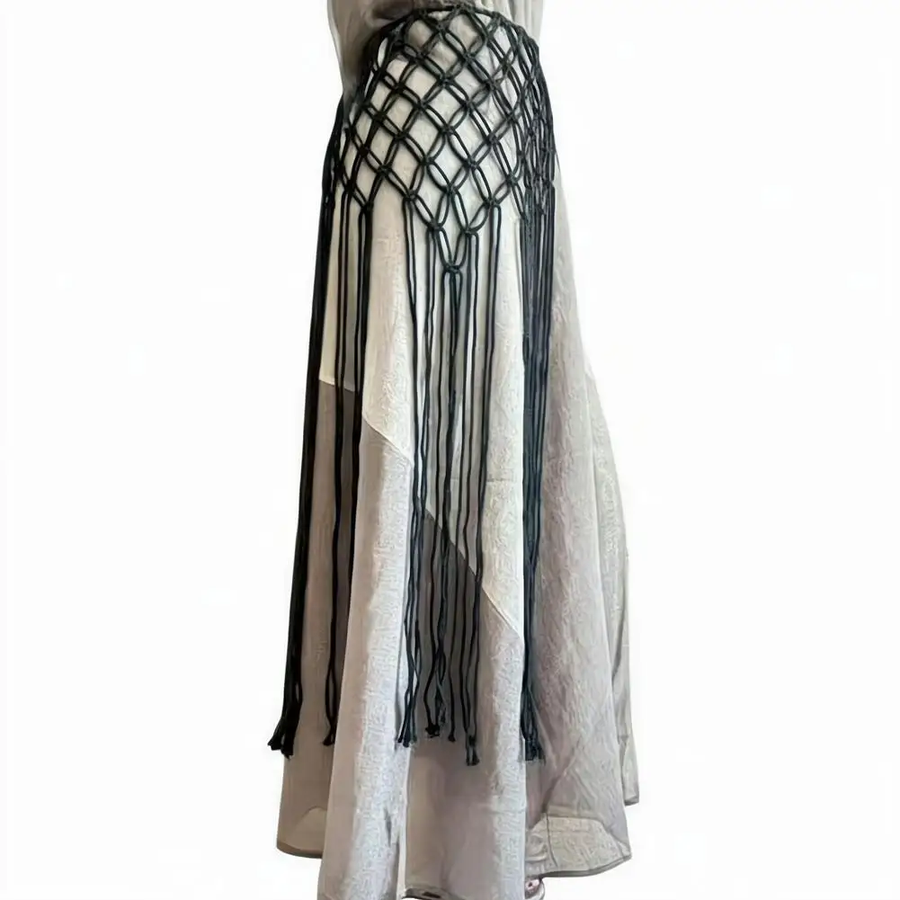 Handgewebter Makramee-Quasten-Gürtel, Boho-Fransen-Bund für Kleider, Bikinis, Festival-Outfits und Street-Style-Accessoires – Detail 1