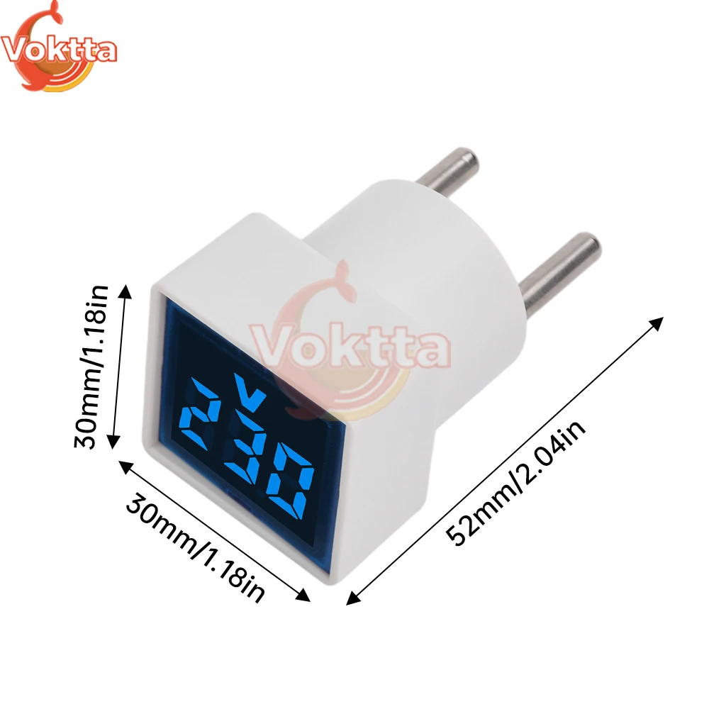 AC 50V-500V Square Voltmeter Digital Voltage Tester Monitor EU Plug LED Display Voltmeter Indicator Light Electrical Instruments