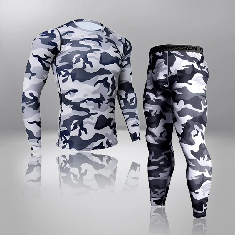 

Quick Dry Camouflage Men's Running Sets Compression Sports Suits Skinny Tights Clothes Gym Rashguard Fitness Sportswear Men 2022
