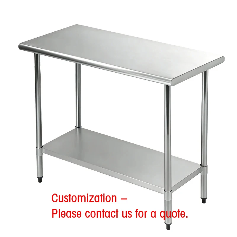 custom.Easy Clean 201 304 Stainless Steel Work Table Double Deck Design Commercial Kitchen Utility Workbench