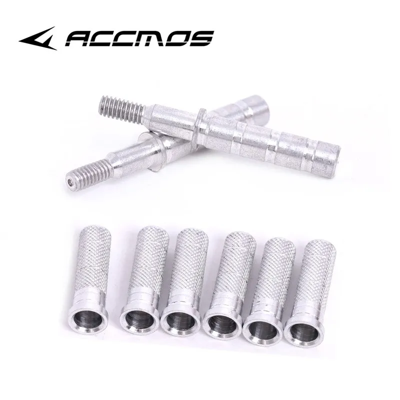 Aluminum Archery Arrow Connector, Insert Take-down Arrow Shaft, Hunting Accessories, Compound Bow, ID6.2mm, 12Pcs