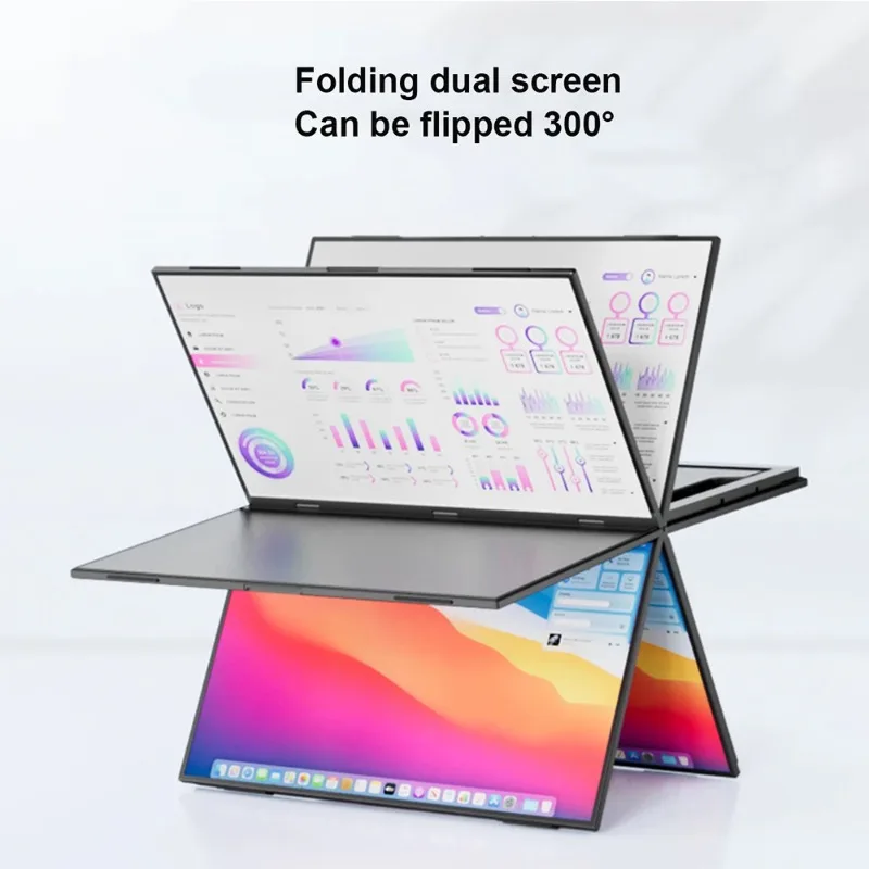 14.1-inch 15.6-inch Portable Monitor  Dual-screen Portable for Laptop Screen Expander Dual  Dual Monitor Foldable