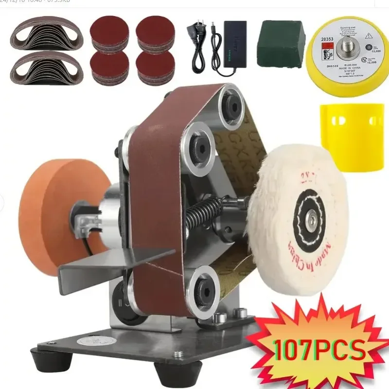 Electric Belt Knife Sharpener Multi Function Grinding Wheel Machine with Sandpaper Belt for Home Kitchen Use