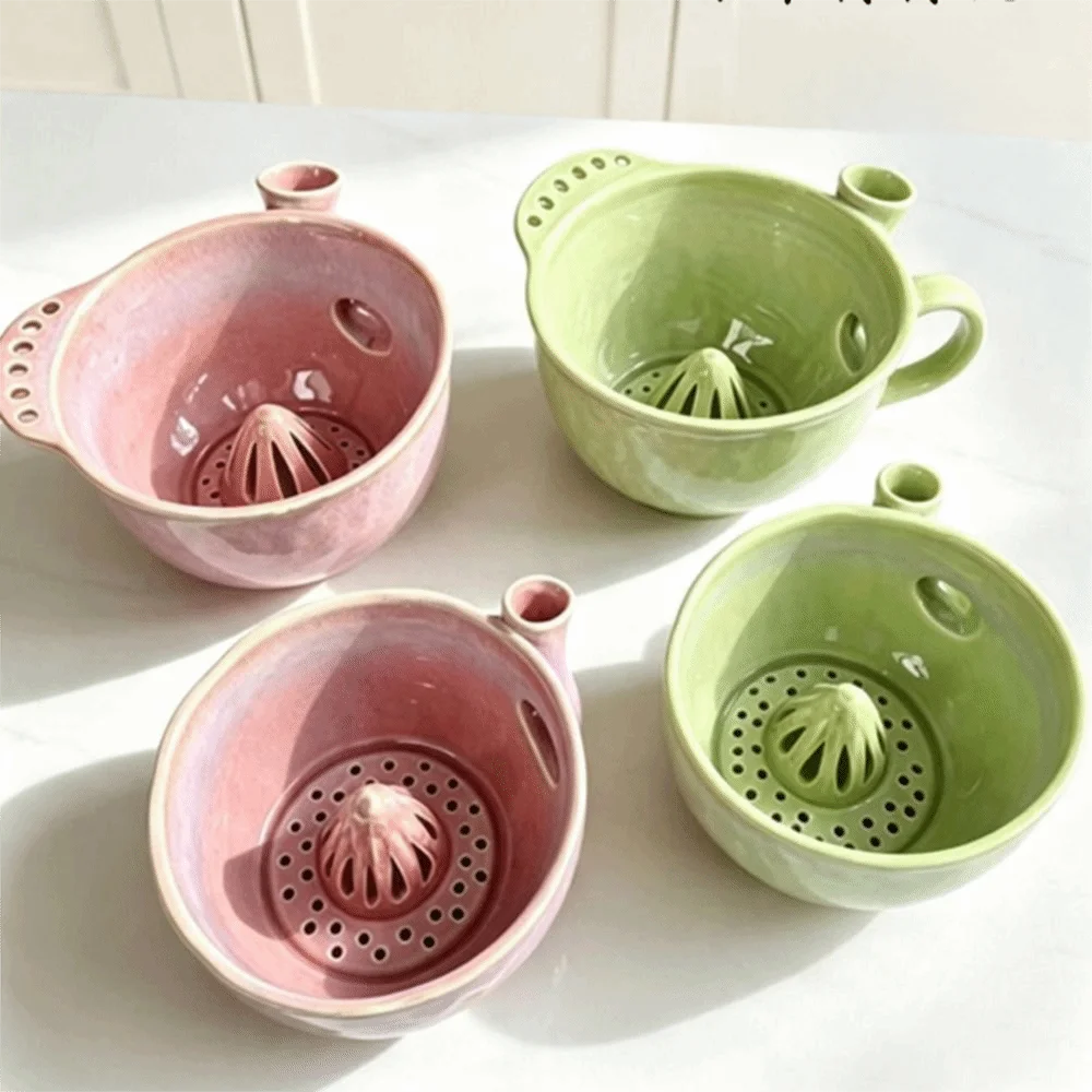 Large Capacity Ceramic Fruit Washing Bowl Central Flow Guide Quick Drain Self-spinning Berry Washer Multi-functional