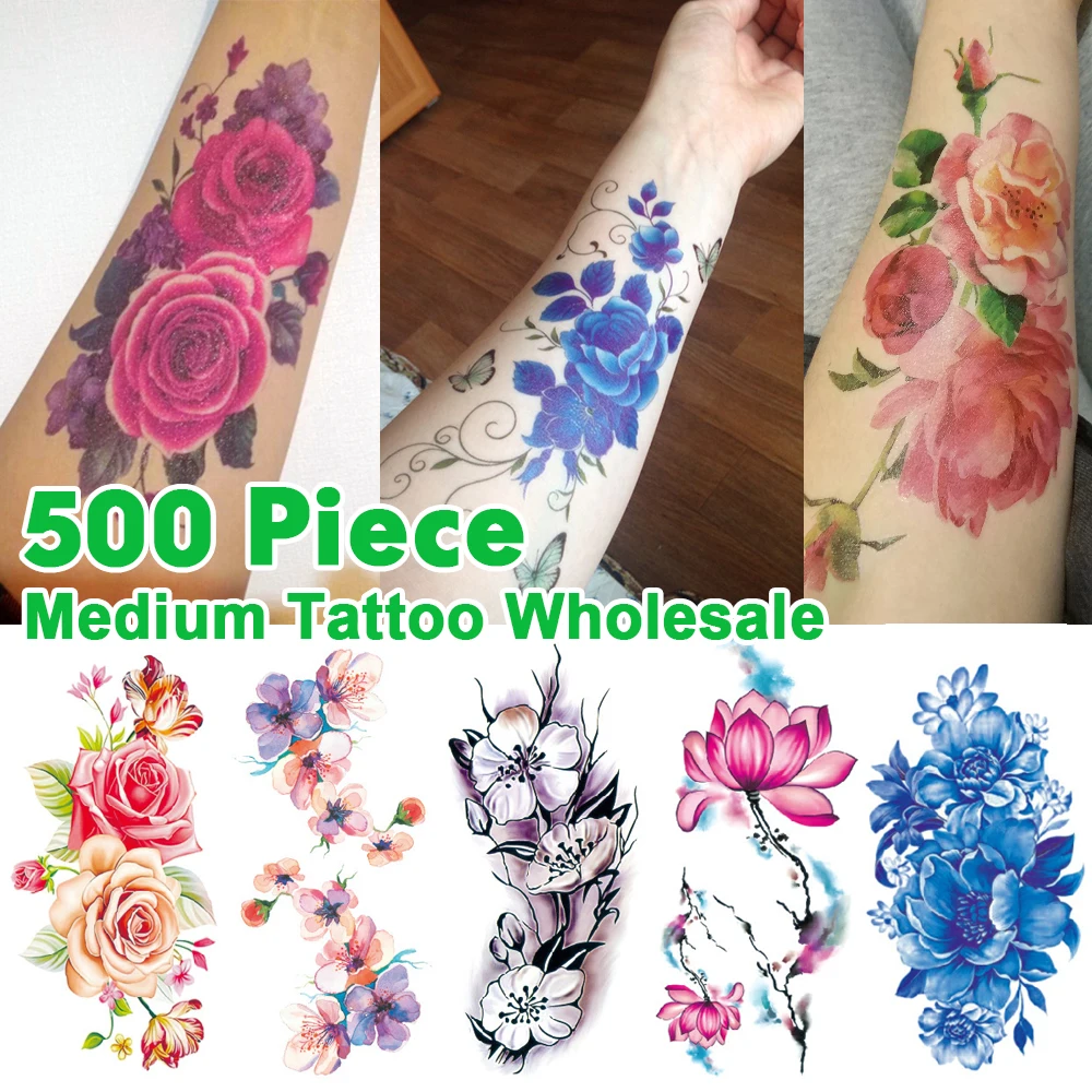 

500 Pieces 585 Styles Designs Wholesale Medium Half Arm Shoulders Tattoo Sticker Leg Waist Temporary Tatoo Body Art