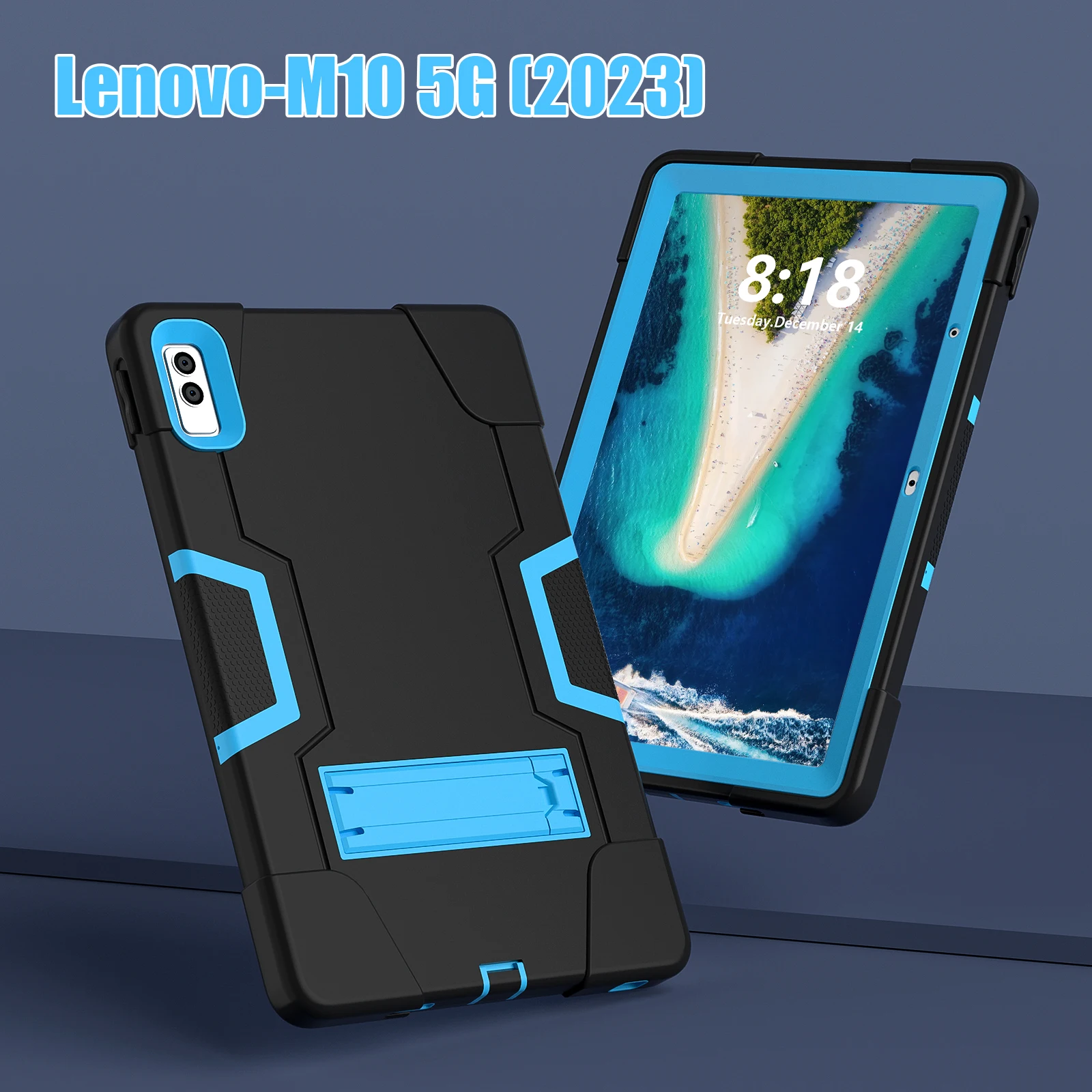 

Для Lenovo Tab M10 5G 10,6 дюймов 2023 TB-360ZU TB-360XU однотонный чехол для планшета детский безопасный силиконовый чехол для ПК с задней подставкой