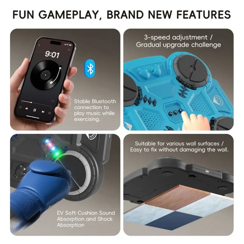 Smart Rhythm Electronic Boxing Wall Target For Kids Reaction Training Punch Pad Music Practice Stress Relief Home Sports Toy view 3