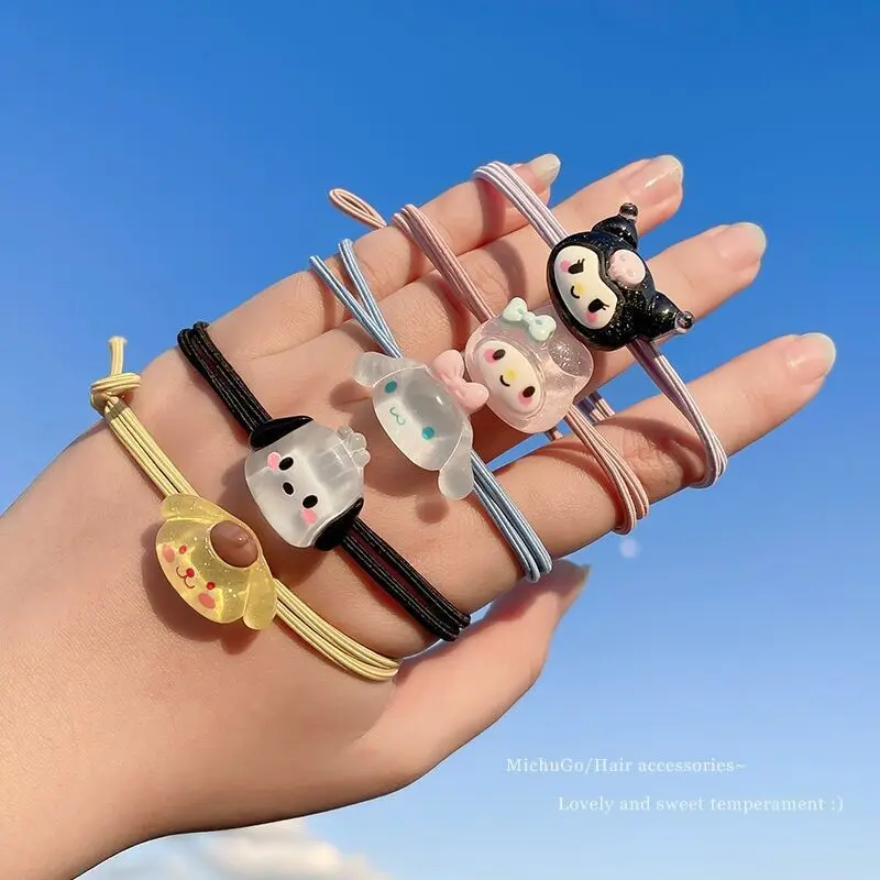 Sanrio Meisjes Veerkracht Haartouw Vrouwen Schattige Haarclips Mode Haar Accessoire Mijn Melodie Kuromi Eenvoudige, Kleine En Frisse Bands