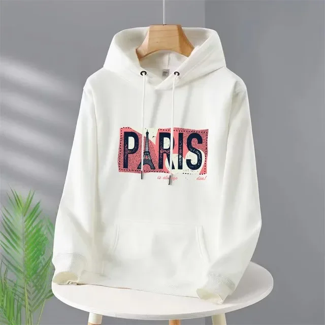 

Women Paris Letters Print Casual Hoodie Harajuku Pullover Fashion Sweatshirt Lady City Hoody Streetwear Designer Y2k Tracksuit