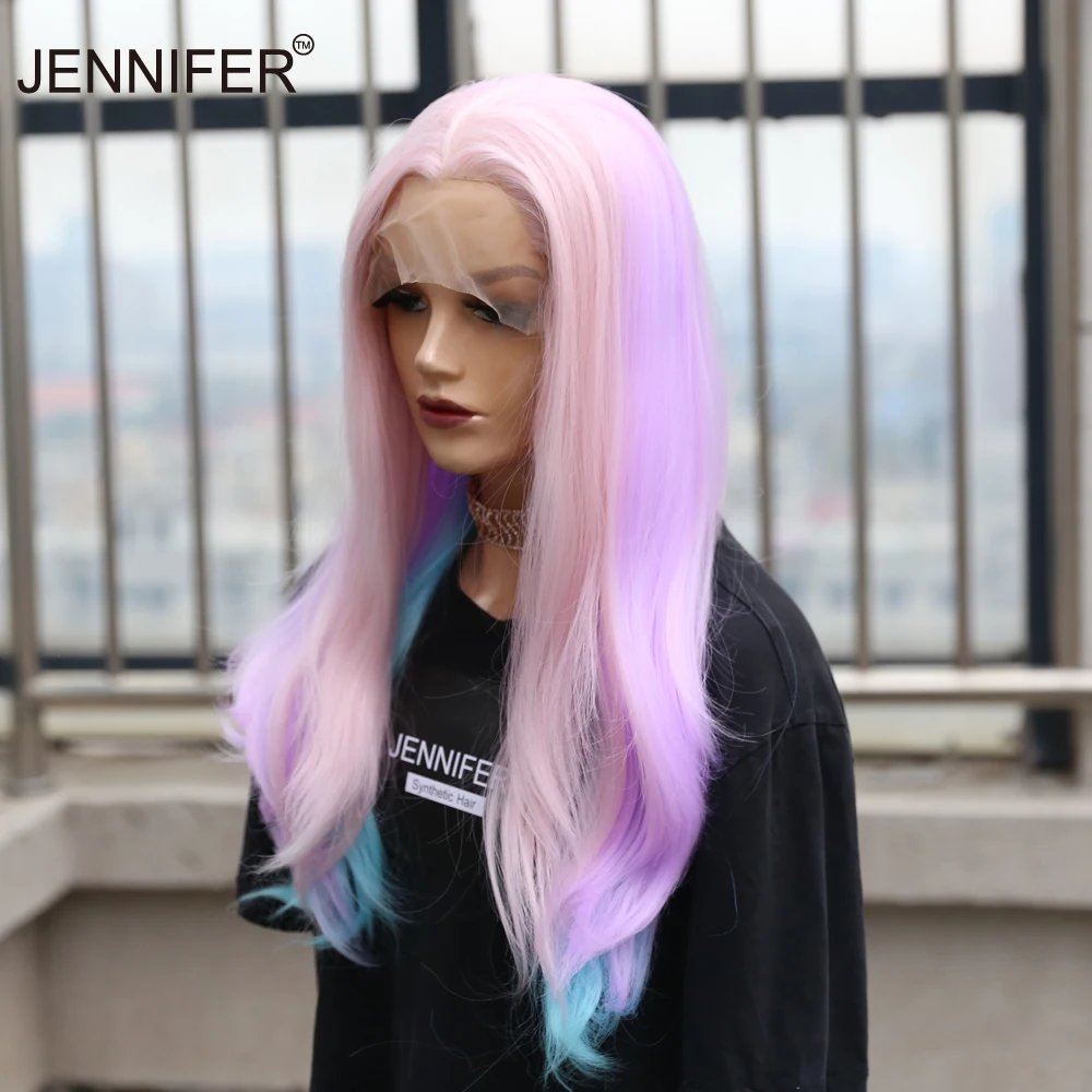 

Synthetic wig Part Lace Front Wigs Purple/Red/Orange/Dark Purple/Brown/Color mixing Long Straight wigs for women Heat Resistant