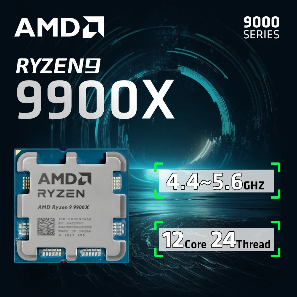 AMD Ryzen 9 9900X R9 9900X 5.6 GHz 12-Core 24-Thread CPU 4NM 76M  Desktop Processor Socket AM5 CPU Gaming Processo but no fan