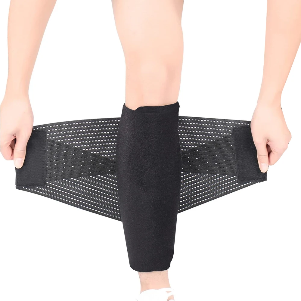 

1 шт., компрессионные рукава для ног для мужчин и женщин, дышащие шины для голени, обертывание для мышц икры с эластичной лентой, дизайн давления