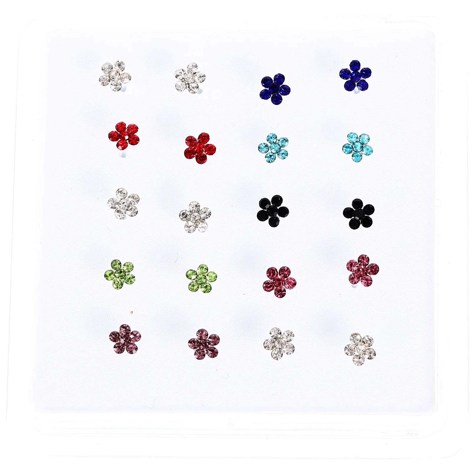 

20pcs Colorful Nose Studs Flower Shaped Body Piercing Jewelry Set For Fashion Nose Accessories Decorative Piercing Studs