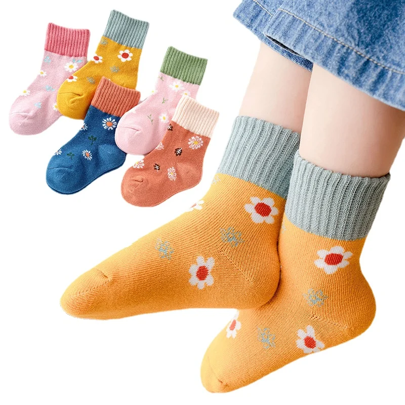 

Autumn Spring Girl Short Socks Cotton 5Pairs Boy Baby Cartoon Sock for Kids 1-11years Winter