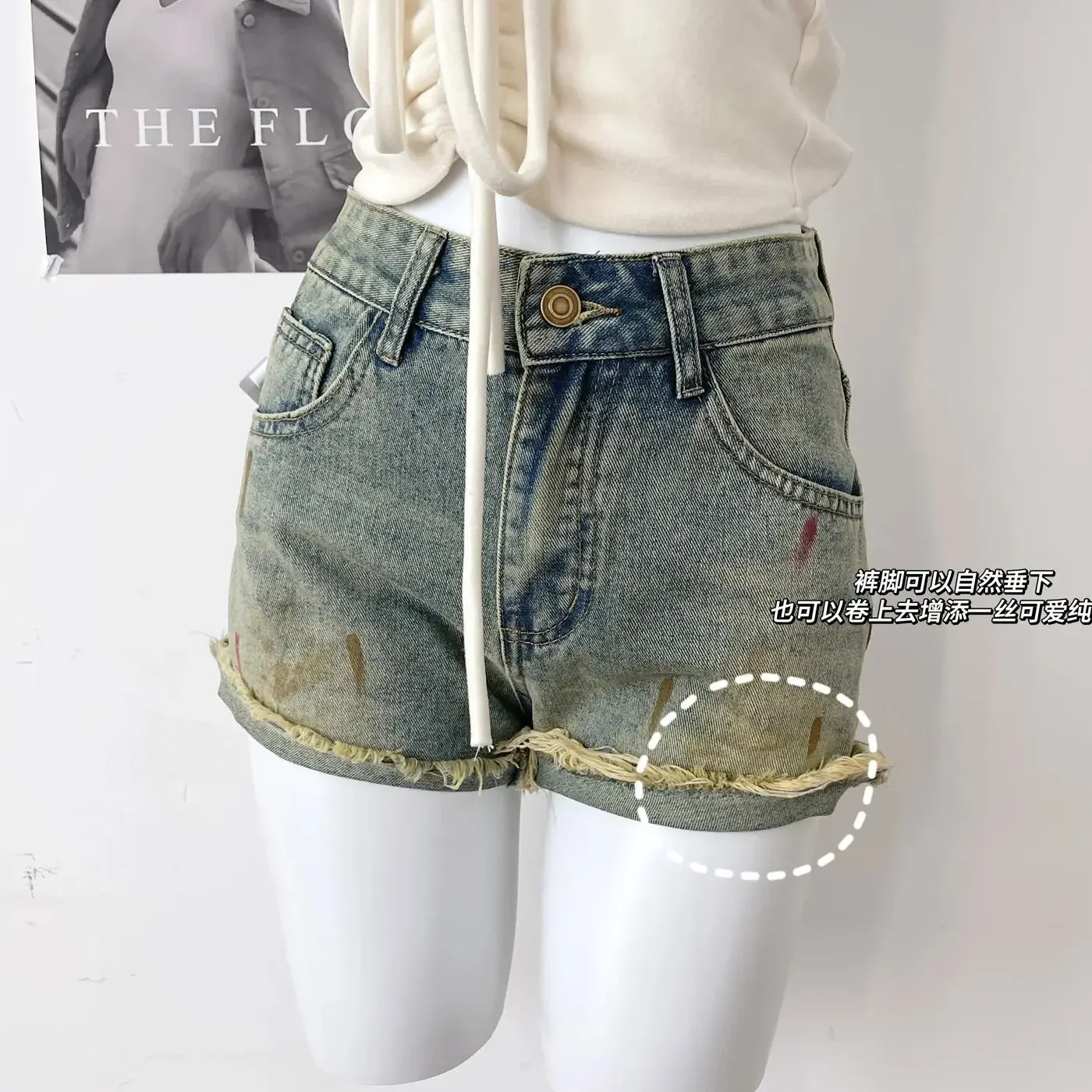 Women's Denim Shorts Streetwear Y2k Cowboy Mini Pants Harajuku Korean Vintage High Waist Jeans Shorts 2000s Clothes Summer 2024