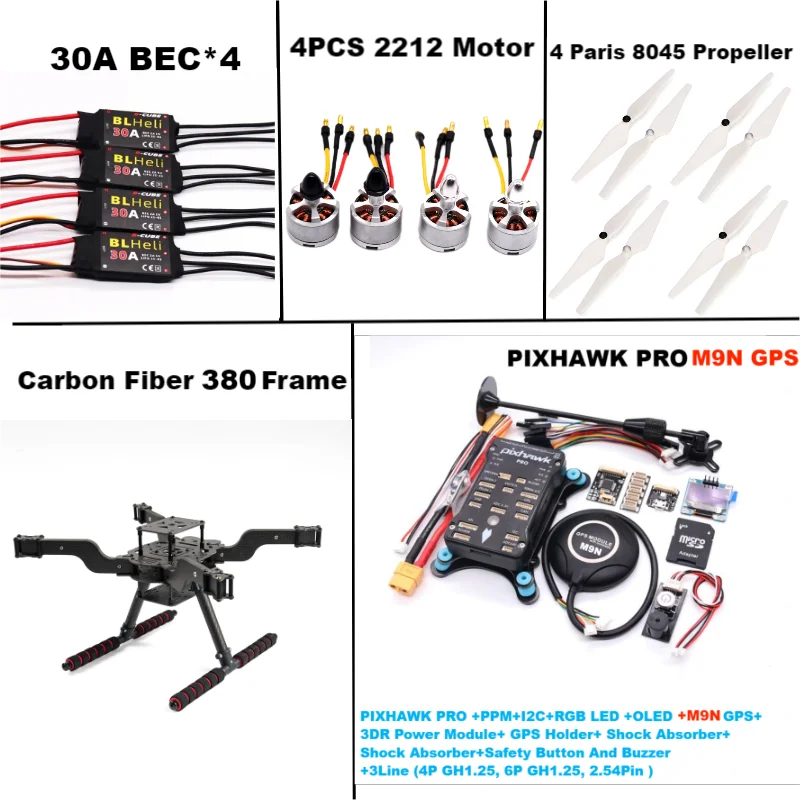Angeltoy PIXHAWK PRO M8N/M9N/M10 GPS โดรนอัจฉริยะแบบโอเพ่นซอร์ส รุ่นใหม่ FLY 380 MMpix โครงสร้างแบบพลิกได้ 4 ใบพัด มอเตอร์ BLHELI 30A 2212