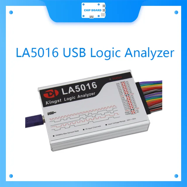 Kingst LA5016 analizator stanów logicznych USB 500M maksymalna częstotliwość próbkowania, 16 kanałów, próbki 10B, MCU, narzędzie do debugowania FPGA, oprogramowanie angielskie