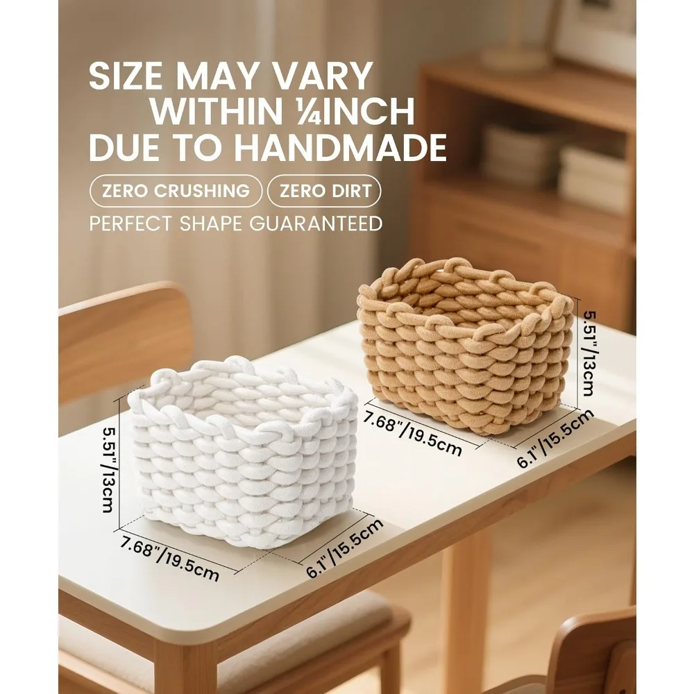 Aufbewahrungskörbe, 2er-Pack für die Organisation zu Hause, dekorativer Korb aus Makramee-Gewebe für Kosmetika, Make-up, Spielzeug, Schrank, Wohnzimmerbett