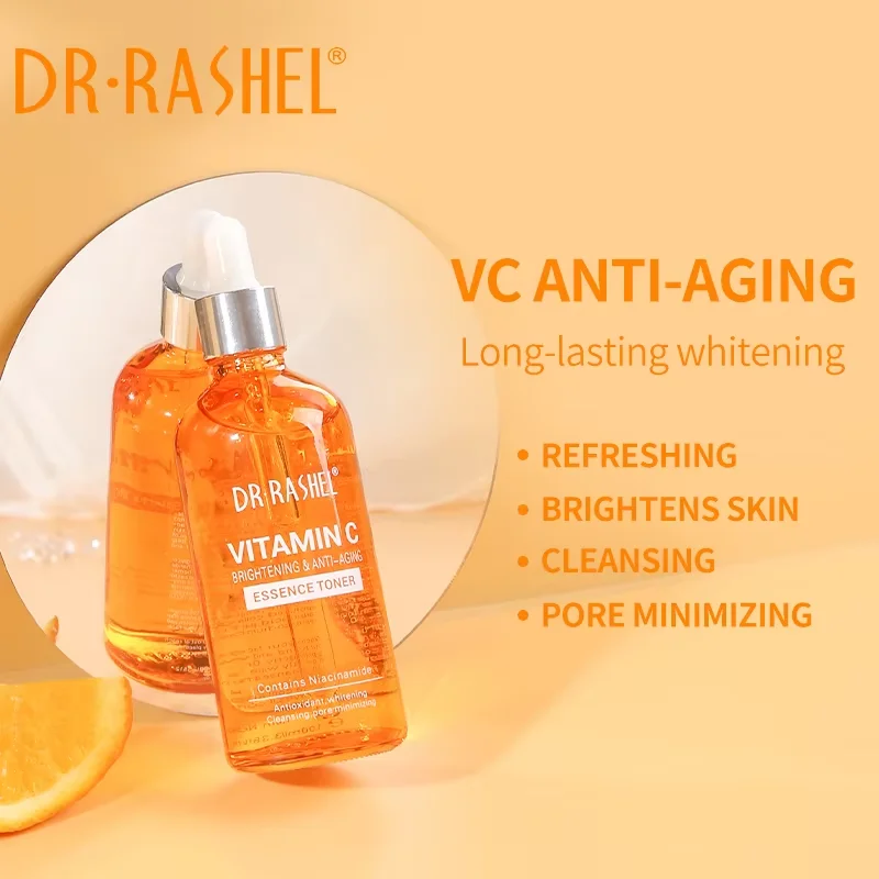DR.RASHEL vitamin C  Facial Cleanser And Toner Essence Face Cream 4-Piece Facial Skincare Set
