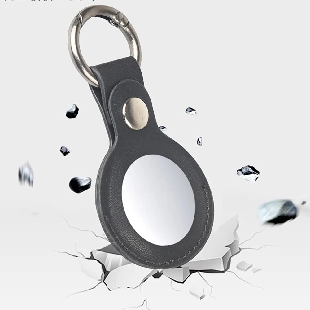 Чехол BFYLW, 2 шт., совместимый с Apple Airtag, чехол из искусственной кожи с держателем для ключей, кольцо для ключей, аксессуары для Air Tag, черный